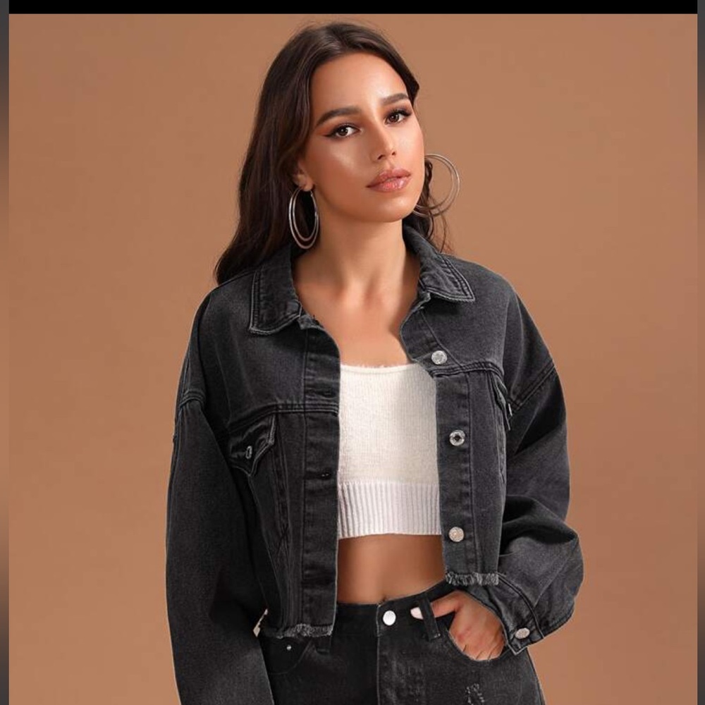 Raw Hem Drop Shoulder Denim Jacket